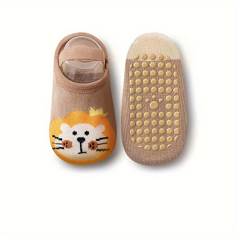 1\u002F6 Pair, Cute Flat Animal Soft Cartoon Kids' No-Show Socks, Baby Non-Slip Strap Socks, Soft and Comfortable