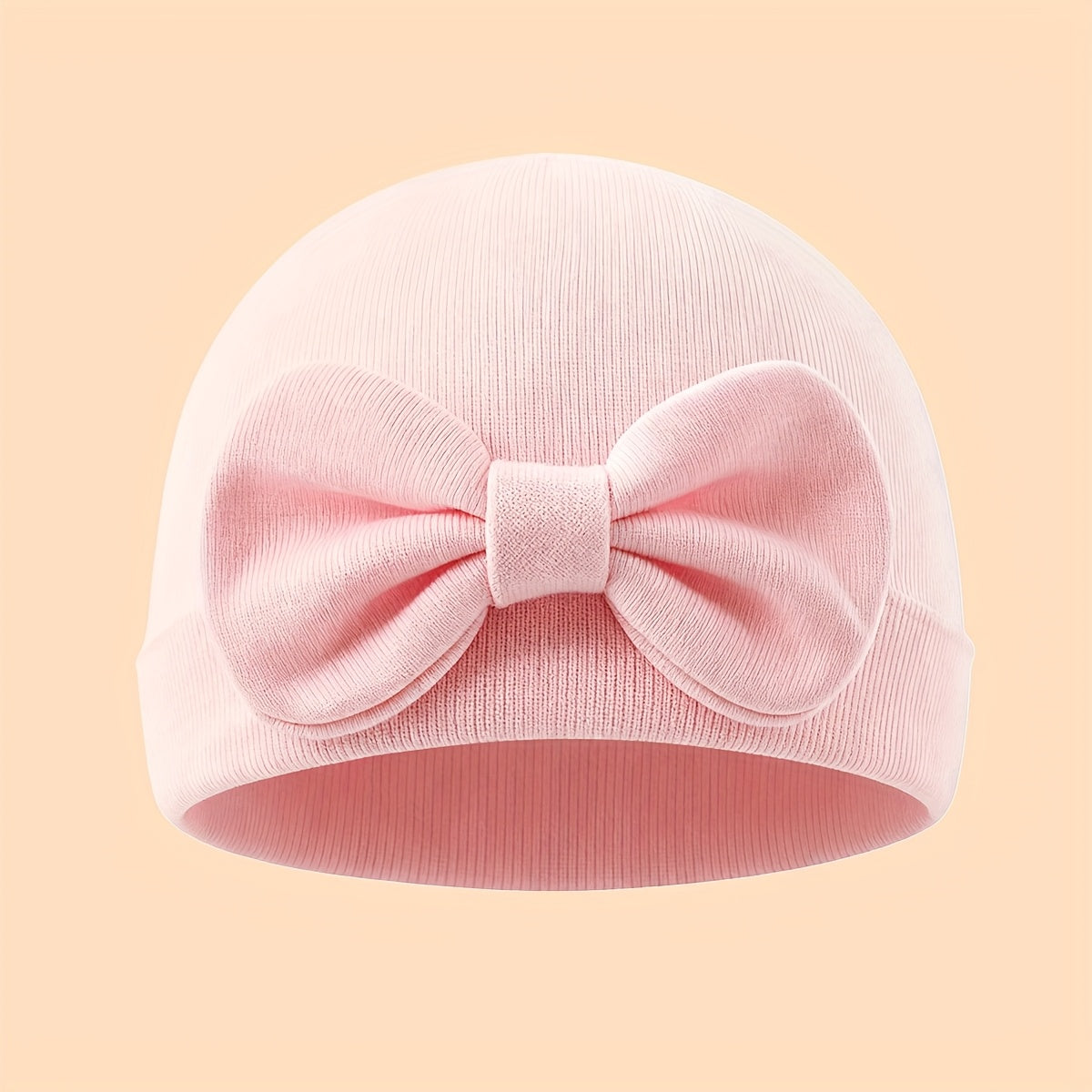 1 Newborn Beanie with Bow Decor, Stylish Cute Hospital Hat for Baby Girls, Soft, Comfortable & Breathable, Perfect for Gifting, Daily Matching & Photo Shoots