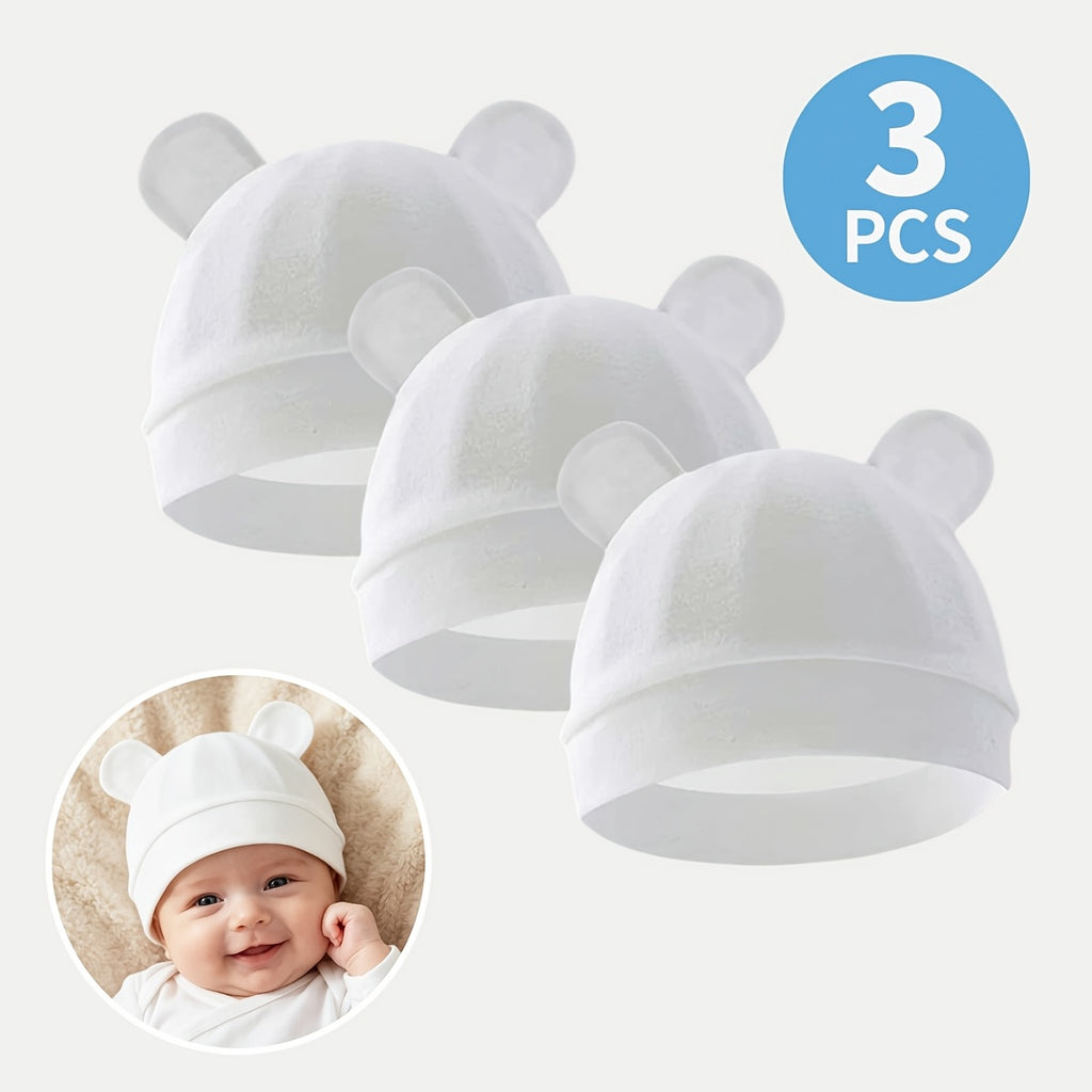 3-Pack Newborn Baby Flower Lollipop Bear Ears Hat Soft Skin-Friendly Suitable for Newborns Infant 0.0-9.84ft