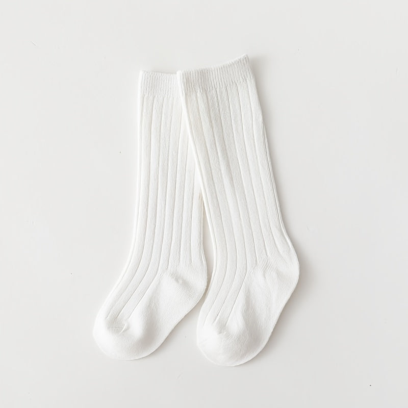 1 Pair Double Needle Striped Socks, Easy Ankle Socks, Versatile Skirt Socks, Black Brown Beige Khaki White Socks, Socks, Boys' Socks, Girls' Socks