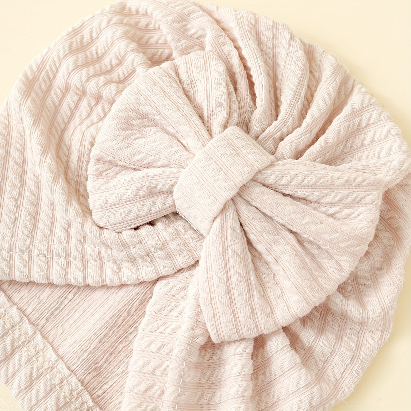 4pcs Children's Ribbed Floral Pattern Bonnet Set