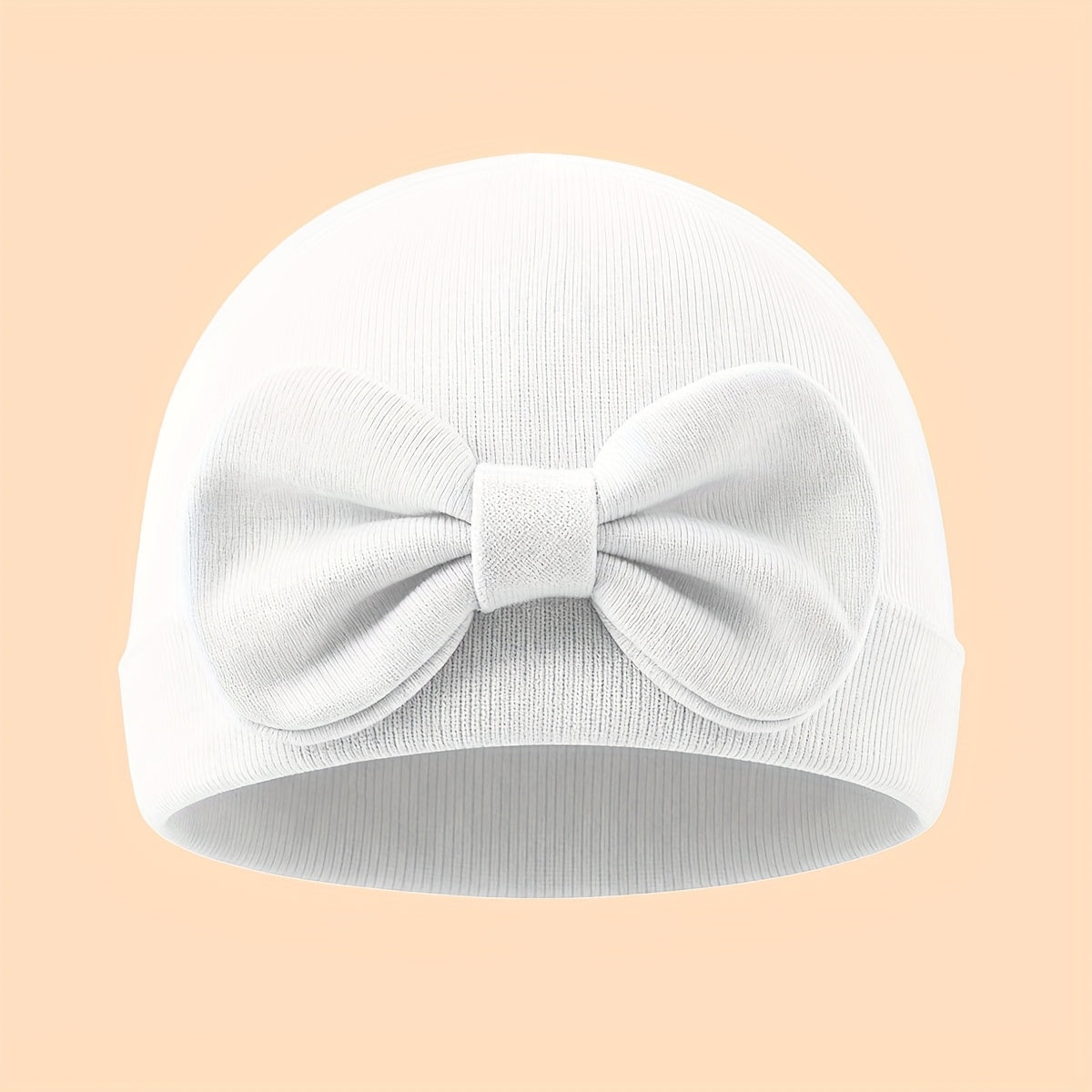 1 Newborn Beanie with Bow Decor, Stylish Cute Hospital Hat for Baby Girls, Soft, Comfortable & Breathable, Perfect for Gifting, Daily Matching & Photo Shoots